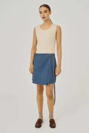 Ninni tie denim skirt